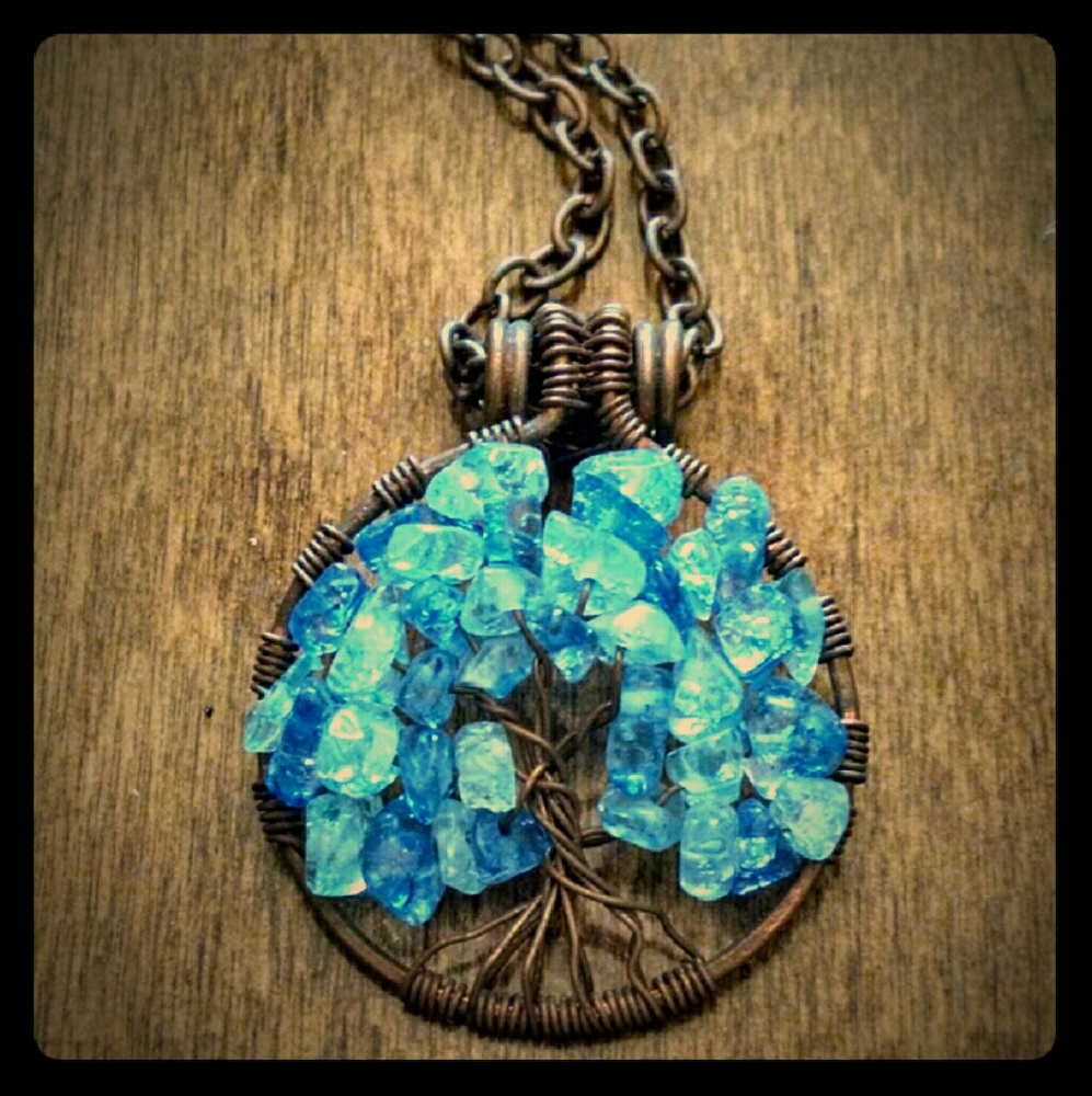 Handmade wire wrapped Tree of Life boho hippie necklace NWOT